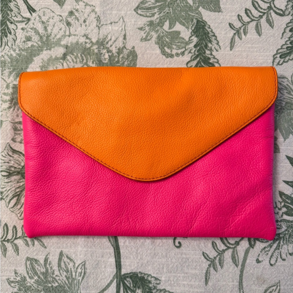 Vibrant Pink and Orange JCrew Clutch